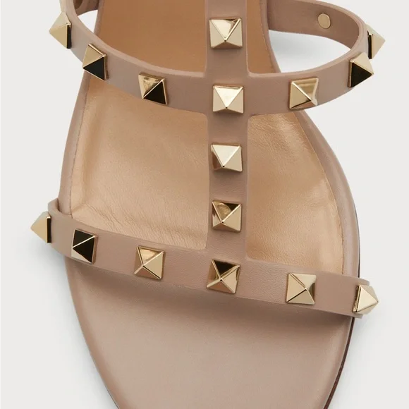 Valentino Garavani Tan Studded Sandals 60MM Rockstud Block Heal NWT dusk bag - Picture 3 of 14